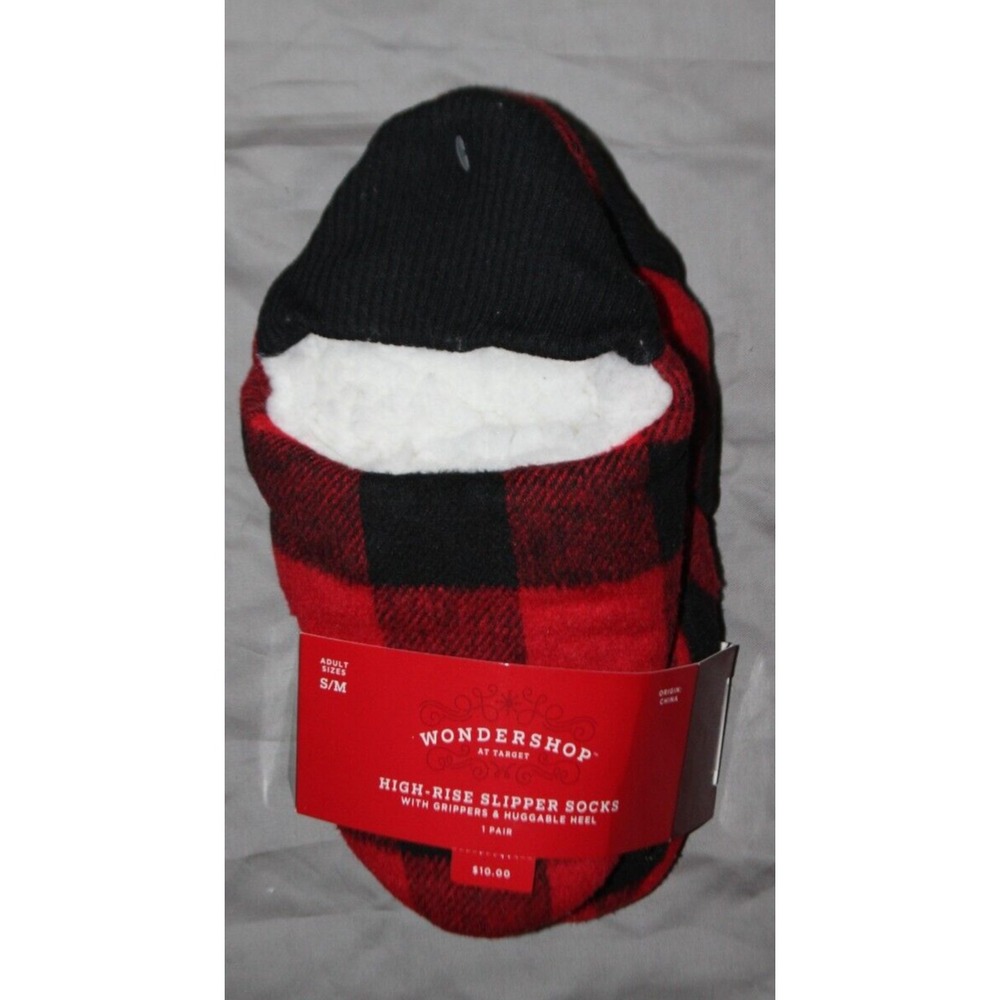 Wondershop Adult Buffalo Check Plaid Faux Shearling Lined Pull-on Slipper S/M